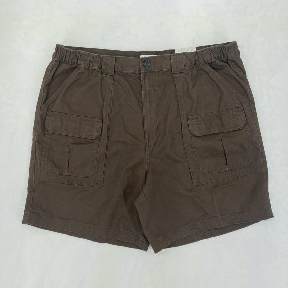 Croft & Barrow Side Elastic Cargo Shorts Mens Size 40 Brown Cotton 7.5 Inseam